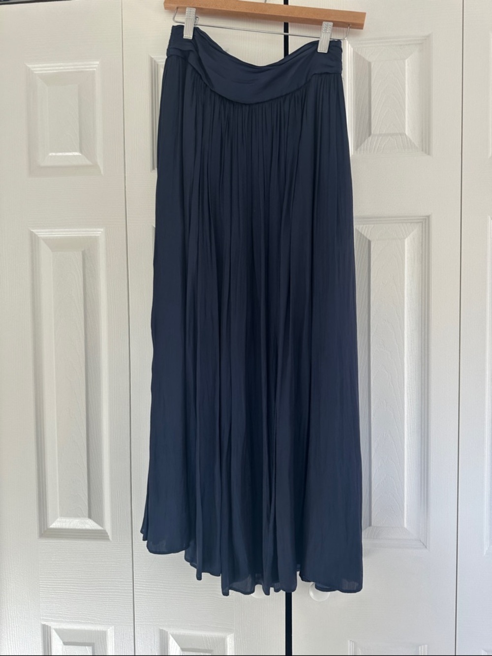 Flowing Navy Maxi Skirt with Soft Waistband - Picture 1 of 3